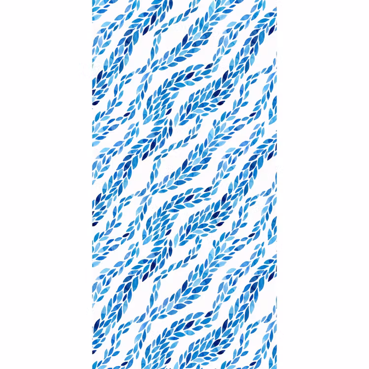 Bladeren - Aquarel - Patroon - Modern - Blauw Behang Vlies klein -3d_website