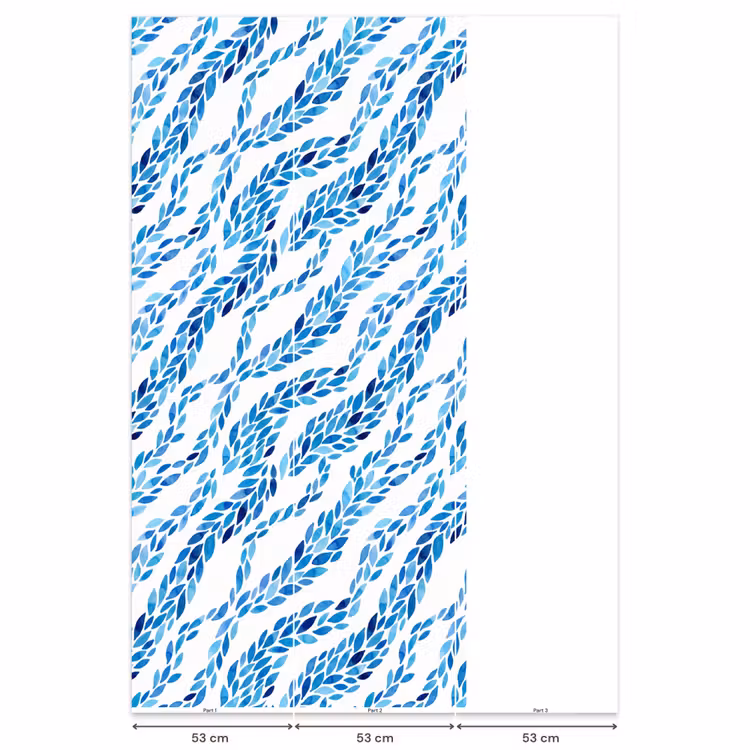 Bladeren - Aquarel - Patroon - Modern - Blauw Behang Vlies klein -USP_banen