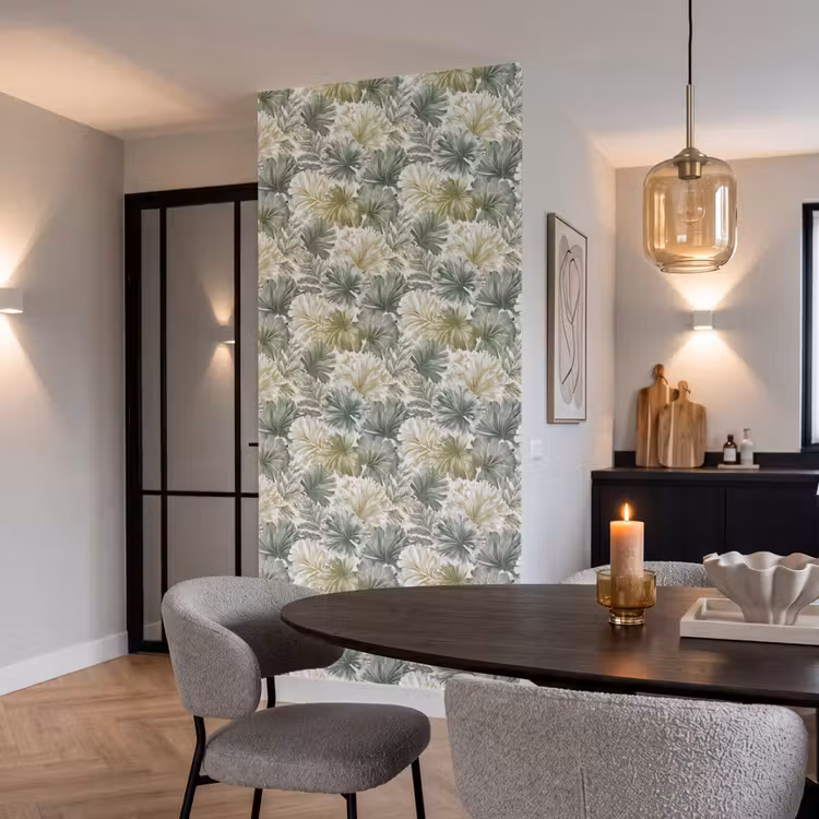 Bladeren - Botanisch - Groen Behang Vlies klein 1076 -sfeer3
