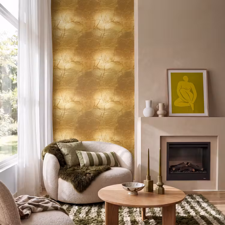 Tapete - Blattgold – Vintage – Struktur – Warmes Gold - Bladgoud - Vintage - Textuur - Warm Goud Behang Vlies klein 1076