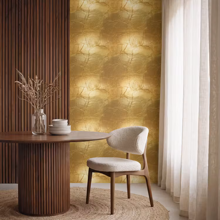 Tapete - Blattgold – Vintage – Struktur – Warmes Gold - Bladgoud - Vintage - Textuur - Warm Goud Behang Vlies klein 1076