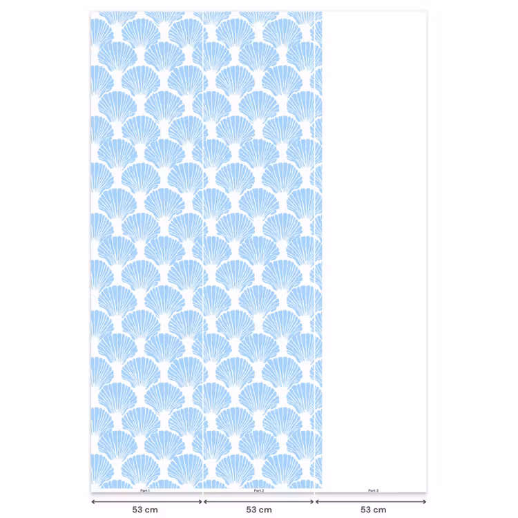 Blauw - Wit - Schelpen - Grafisch - Structuur Behang Vlies klein 1076 -USP_banen
