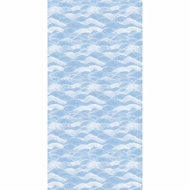 Blauw - Wit - Golven - Getekend Behang Vlies klein 1076 -3d_website