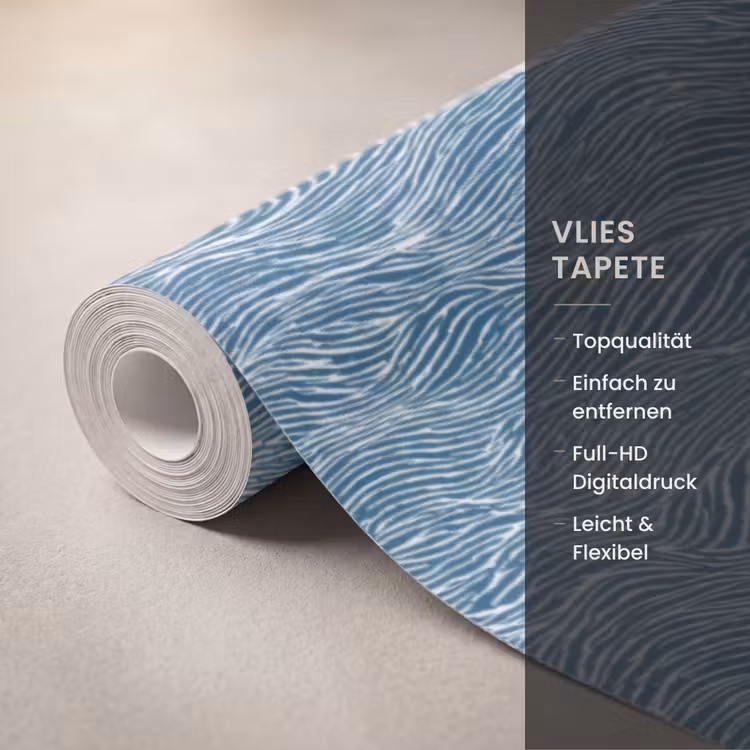 Blauw - Wit - Golven - Getekend - Textuur Behang Vlies klein 1076 -USP_closeupDE