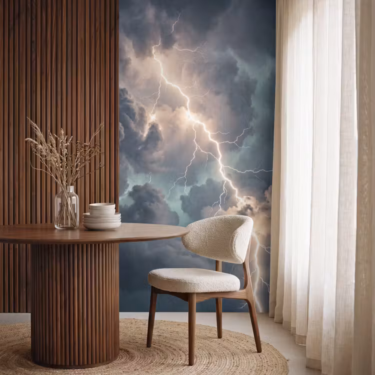 Bliksem - Storm - Natuur - Donker Behang Vlies klein -sfeer1