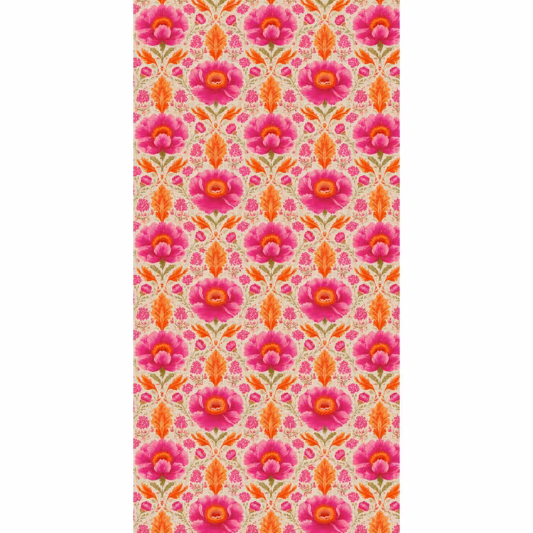 Bloemen - Barok - Roze - Oranje Behang Vlies klein 1076 -3d_website