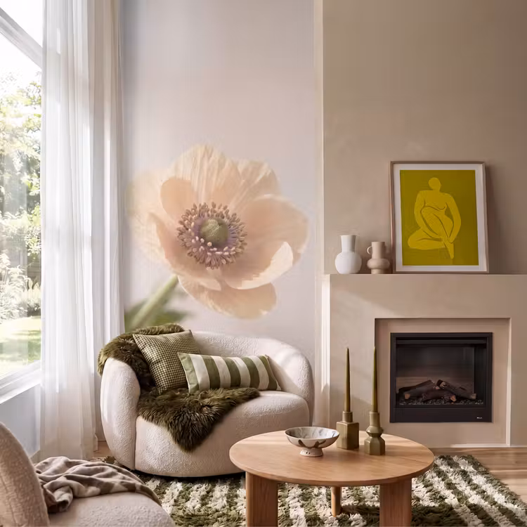 Bloem - Minimalistisch - Groen Behang Vlies klein -sfeer2