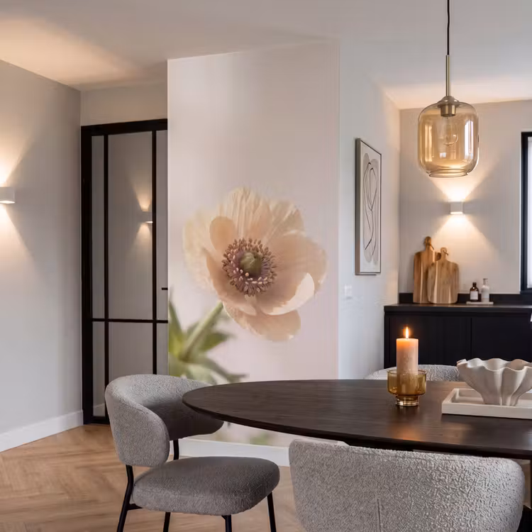 Bloem - Minimalistisch - Groen Behang Vlies klein -sfeer3