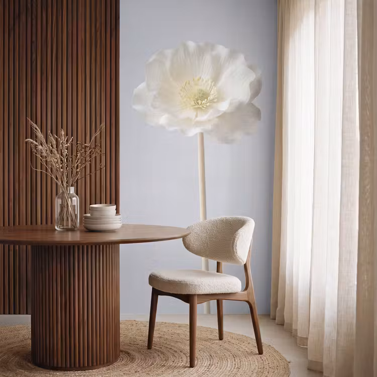 Bloem - Minimalistisch -Wit Behang Vlies klein -sfeer1