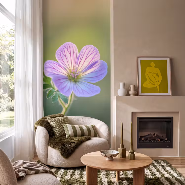 Bloem - Close up - Paars Behang Vlies klein -sfeer2