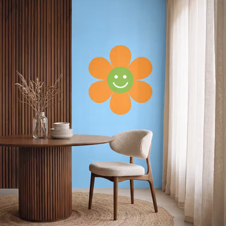 Bloem - Smiley - Kleurrijk Behang Vlies klein -sfeer1