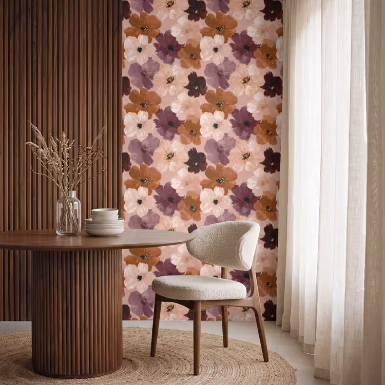 Bloemen - Abstract - Aardetinten Behang Vlies klein 1076 -sfeer1