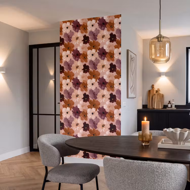 Bloemen - Abstract - Aardetinten Behang Vlies klein 1076 -sfeer3