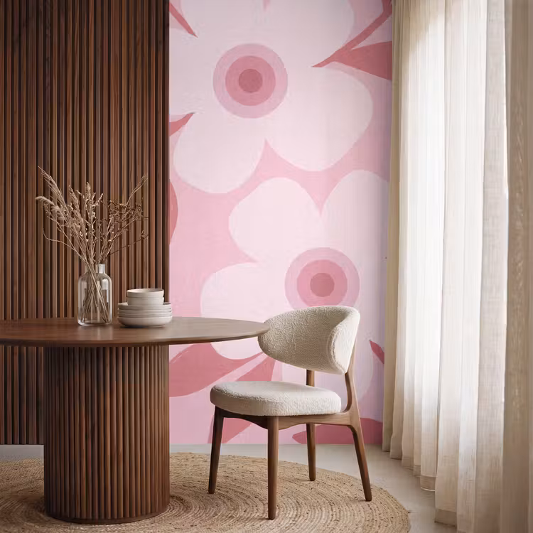Bloemen - Abstract - Modern - Roze - Natuur Behang Vlies klein -sfeer1