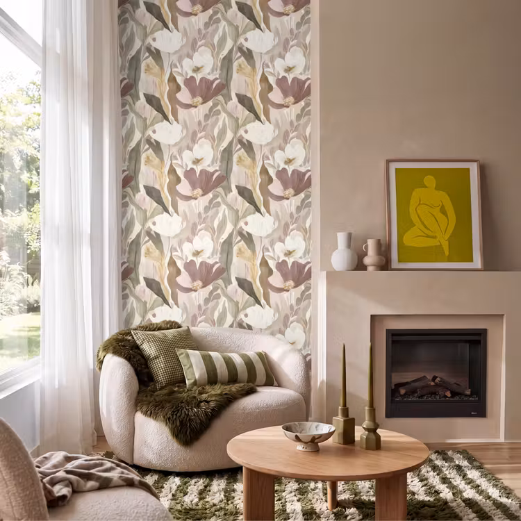 Bloemen - Aquarel - Kleurrijk Behang Vlies klein 1076 -sfeer2