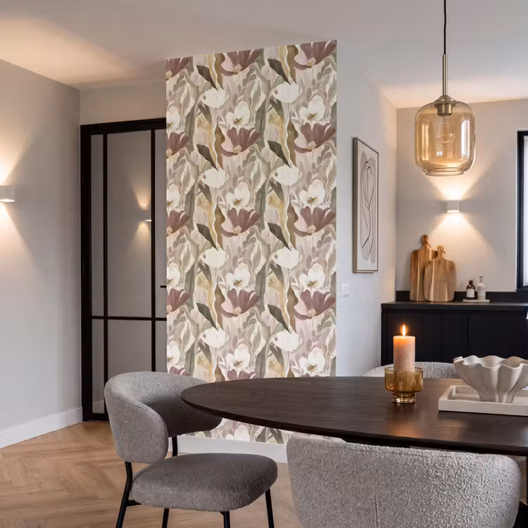 Bloemen - Aquarel - Kleurrijk Behang Vlies klein 1076 -sfeer3
