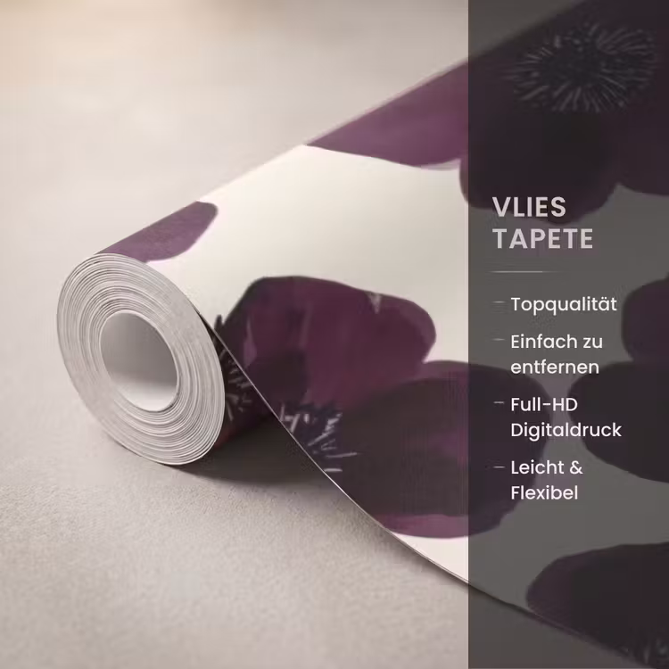 Bloemen - Aquarel - Paars Behang Vlies klein 1076 -USP_closeupDE