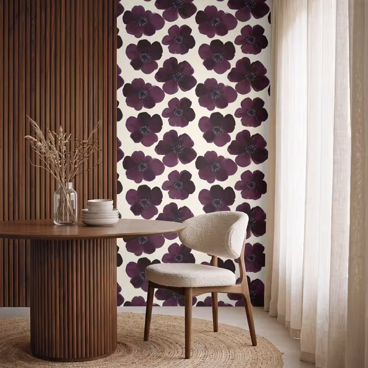 Bloemen - Aquarel - Paars Behang Vlies klein 1076 -sfeer1