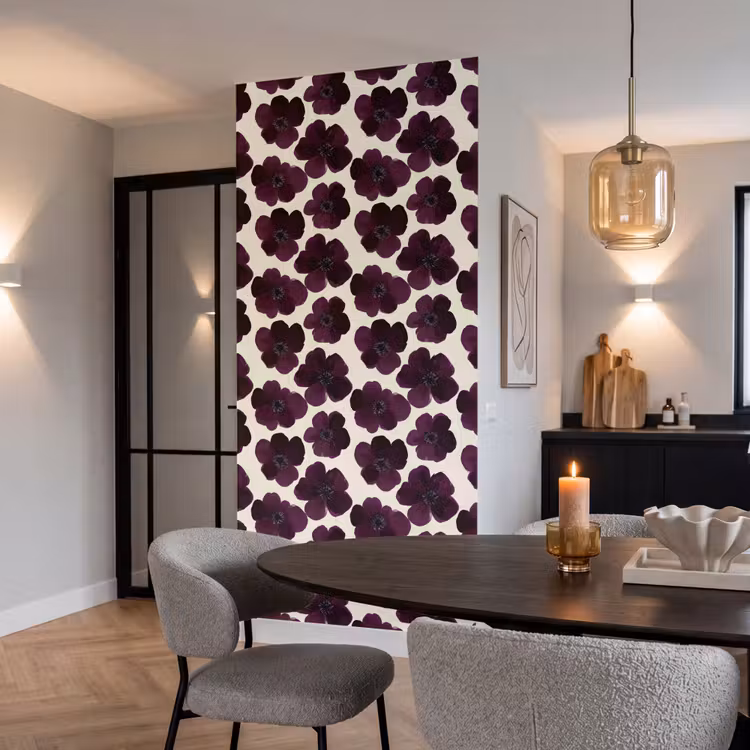 Bloemen - Aquarel - Paars Behang Vlies klein 1076 -sfeer3