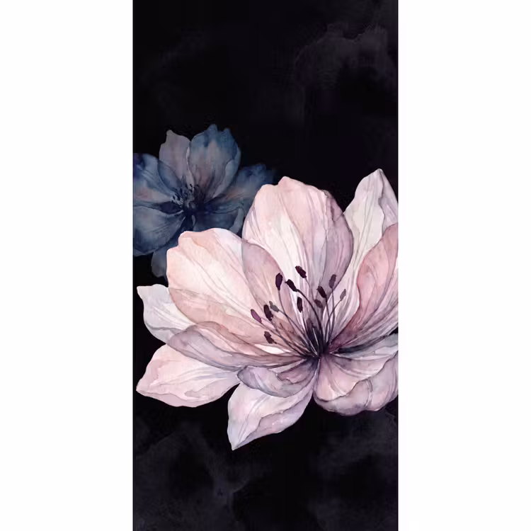 Bloemen - Aquarel - Modern - Roze - Donker Behang Vlies klein -3d_website