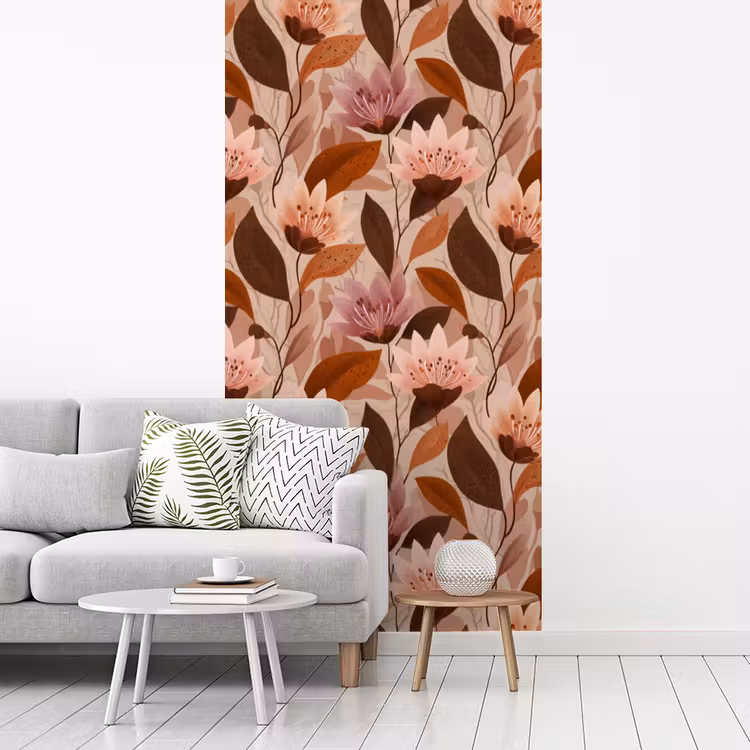 Bloemen - Bladeren - Bruin fotobehang vinyl groot 64 -woonkamer