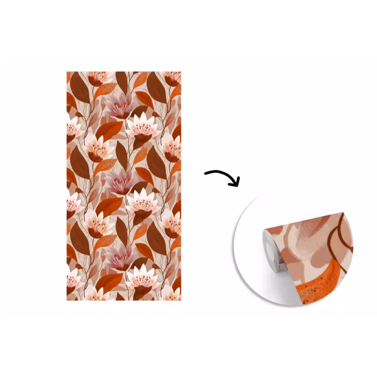 Bloemen - Bladeren - Bruin fotobehang vinyl groot 64 -3d