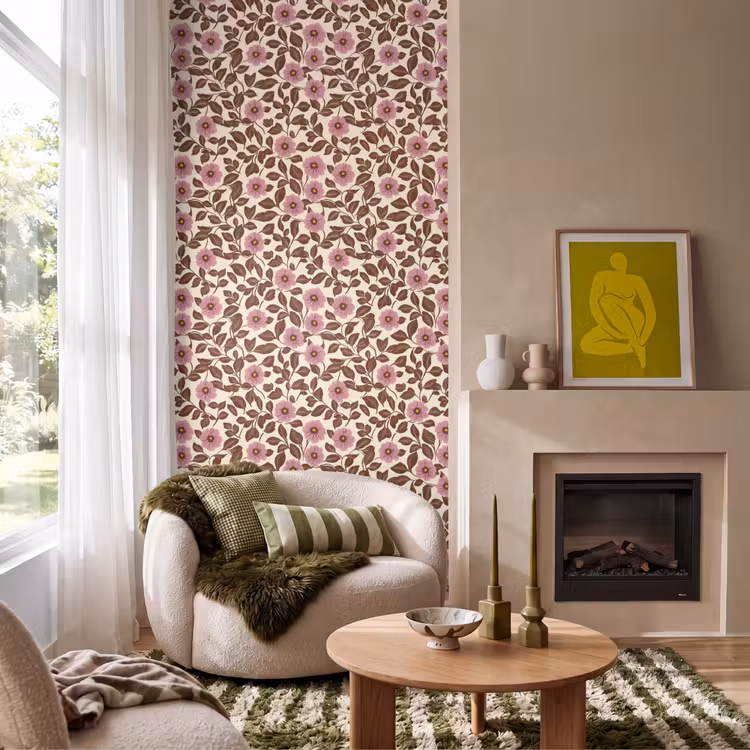 Bloemen - Bladeren - Kleurrijk Behang Vlies klein 1076 -sfeer2