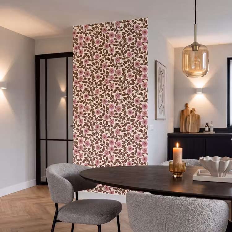 Bloemen - Bladeren - Kleurrijk Behang Vlies klein 1076 -sfeer3