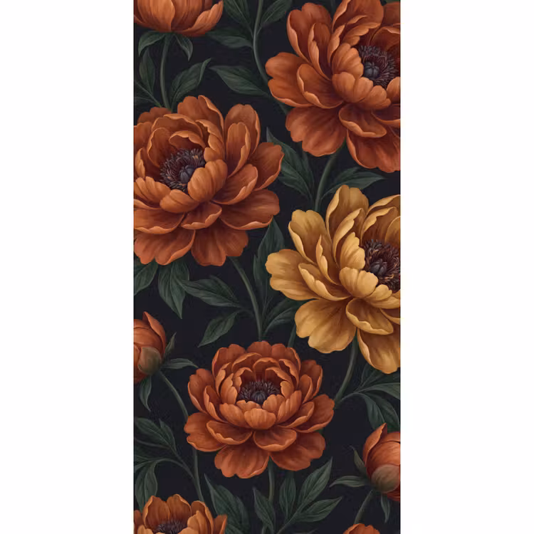 Bloemen - Bladeren - Natuur - Modern - Oranje Behang Vlies klein -3d_website