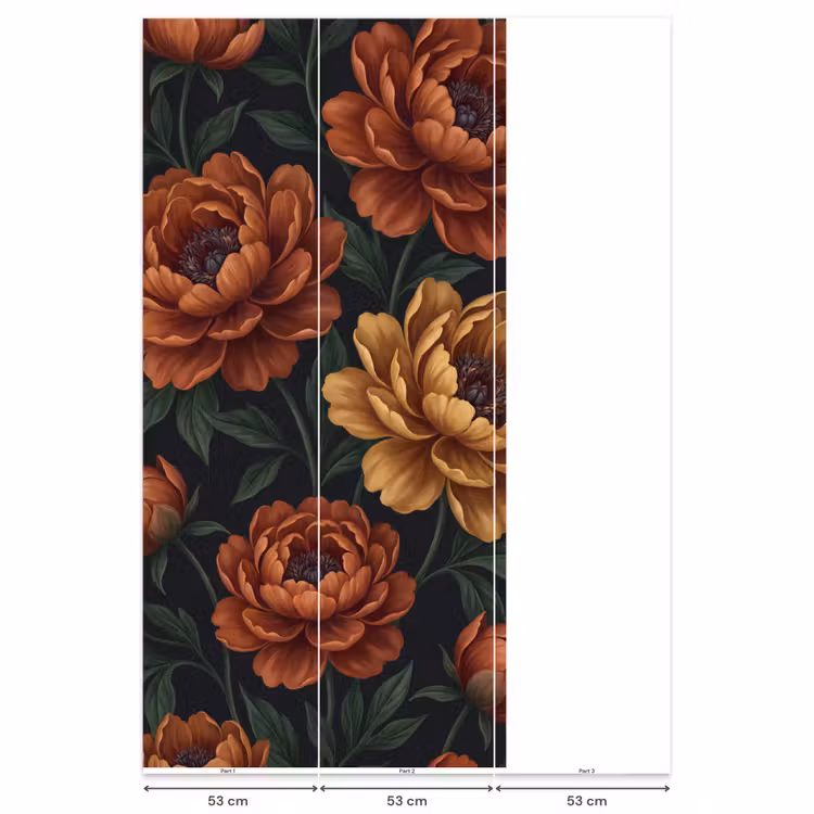 Bloemen - Bladeren - Natuur - Modern - Oranje Behang Vlies klein -USP_banen