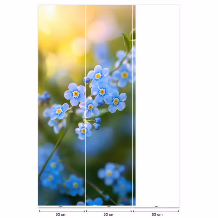 Bloemetjes - Blauw - Vergeet mij nietjes Behang Vlies klein -USP_banen