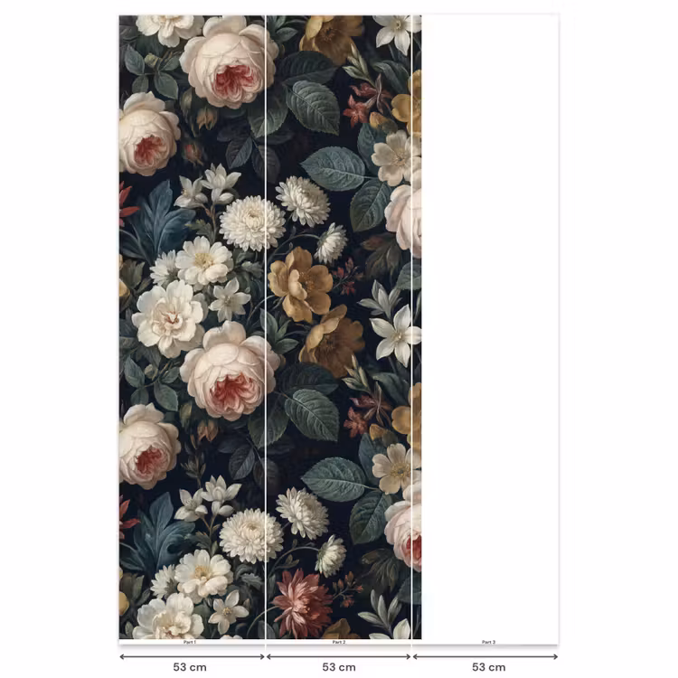 Bloemen - Boeket - Botanisch - Vintage - Donkere achtergrond Behang Vlies klein -USP_banen