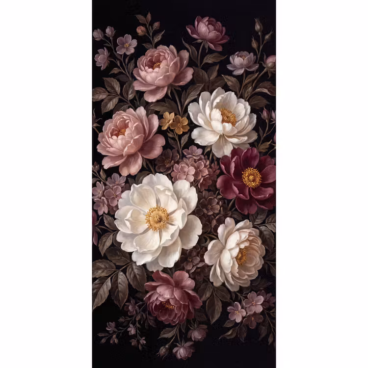 Bloemen - Boeket - Klassiek - Donker - Rood Behang Vlies klein -3d_website