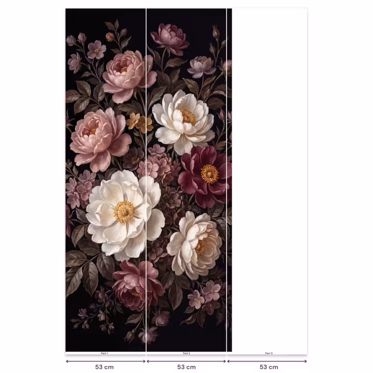 Bloemen - Boeket - Klassiek - Donker - Rood Behang Vlies klein -USP_banen