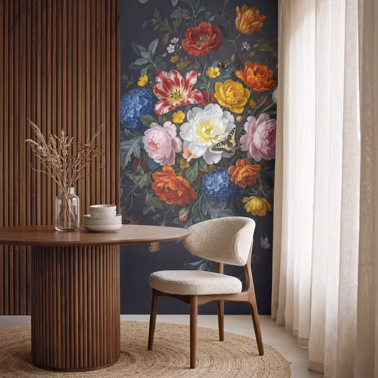 Bloemen - Boeket - Klassiek - Kleurrijk - Natuur Behang Vlies klein -sfeer1
