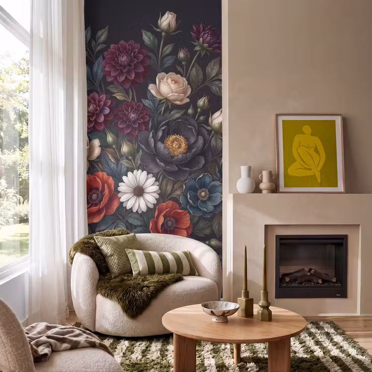 Bloemen - Boeket - Natuur - Klassiek - Weelderig Behang Vlies klein -sfeer2