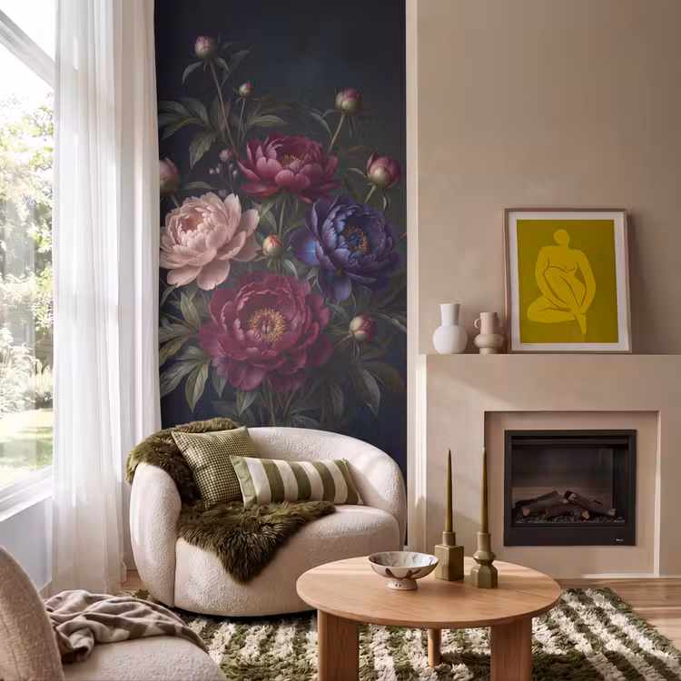 Bloemen - Boeket - Natuur - Modern - Donker Behang Vlies klein -sfeer2