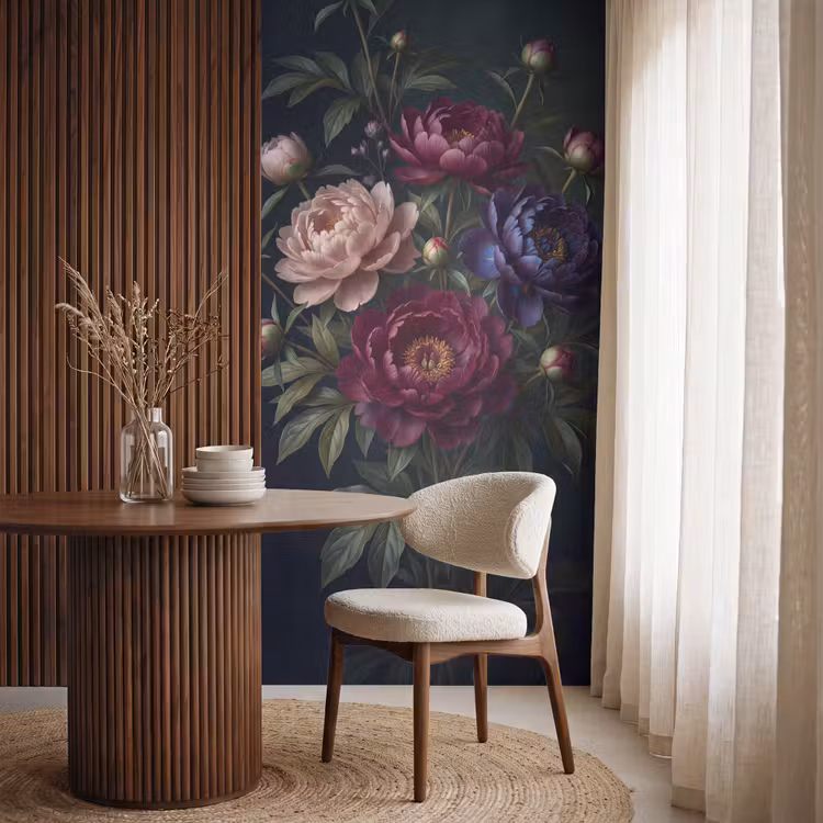 Bloemen - Boeket - Natuur - Modern - Donker Behang Vlies klein -sfeer1