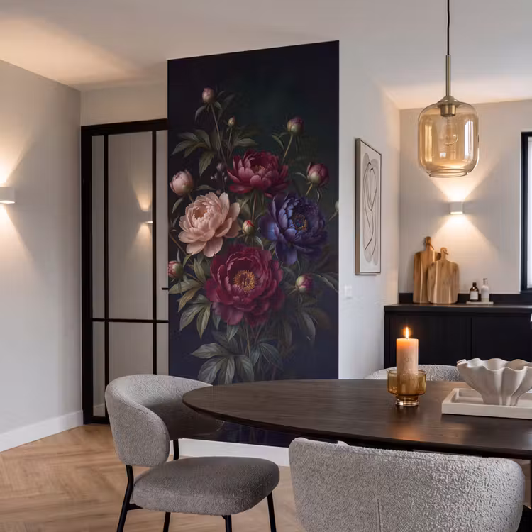 Bloemen - Boeket - Natuur - Modern - Donker Behang Vlies klein -sfeer3