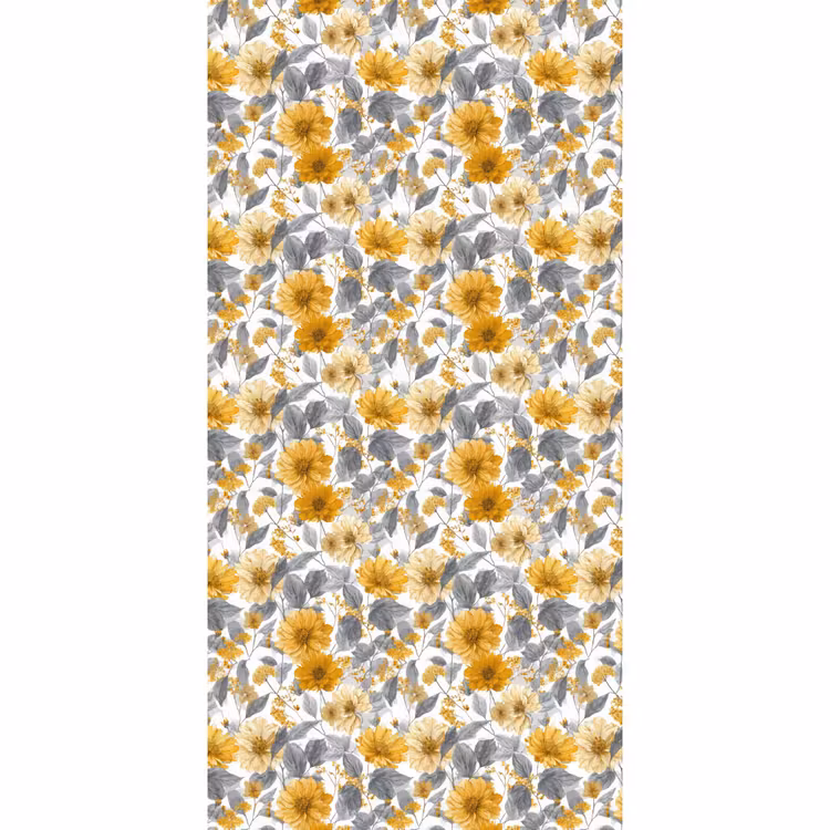Bloemen - Botanisch - Elegant - Okergeel - Grijs Behang Vlies klein 1076 -3d_website