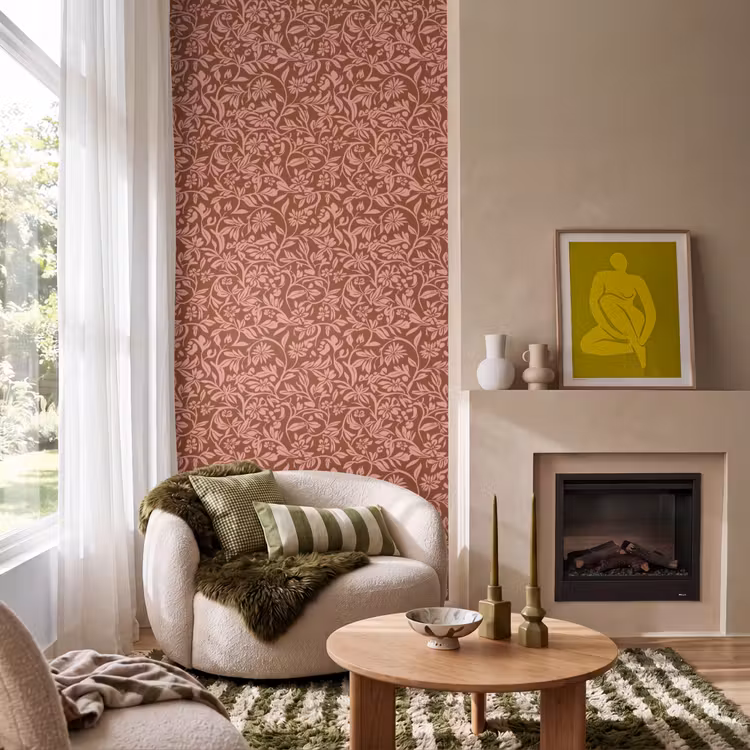 Bloemen - Print - Roze Behang Vlies klein 1076 -sfeer2
