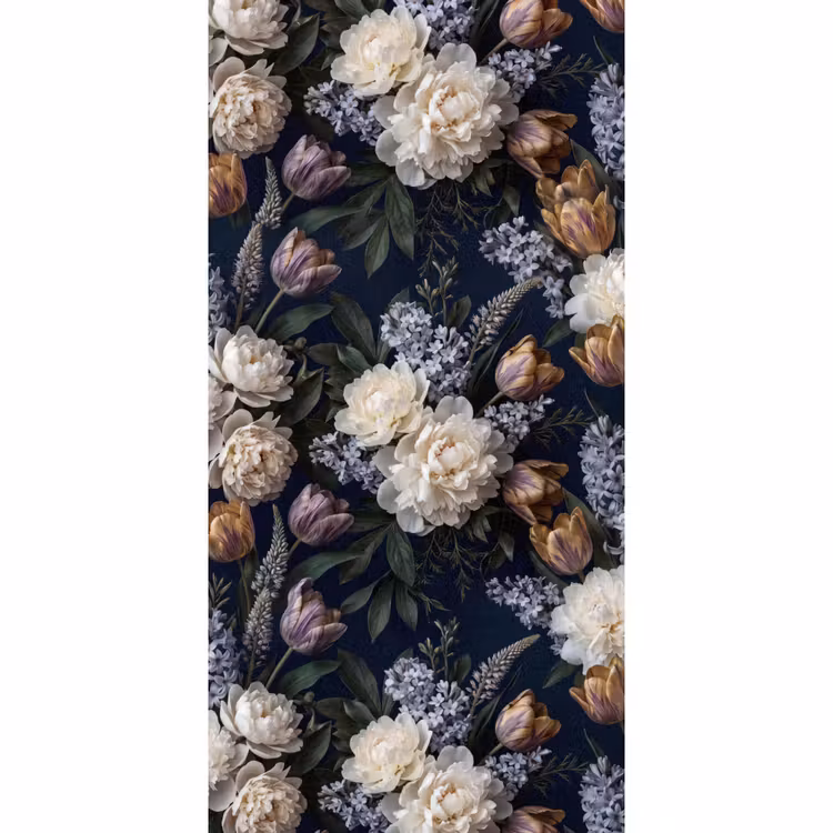 Bloemen - Donker - Elegant - Natuur - Wit Behang Vlies klein -3d_website