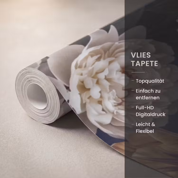 Bloemen - Donker - Elegant - Natuur - Wit Behang Vlies klein -USP_closeupDE