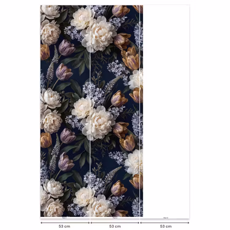 Bloemen - Donker - Elegant - Natuur - Wit Behang Vlies klein -USP_banen