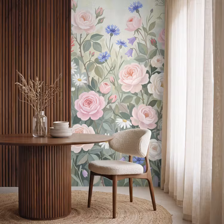 Bloemen - Tuin - Natuur - Kleurrijk Behang Vlies klein -sfeer1