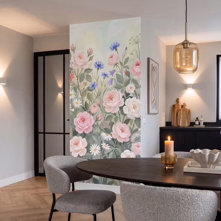 Bloemen - Tuin - Natuur - Kleurrijk Behang Vlies klein -sfeer3