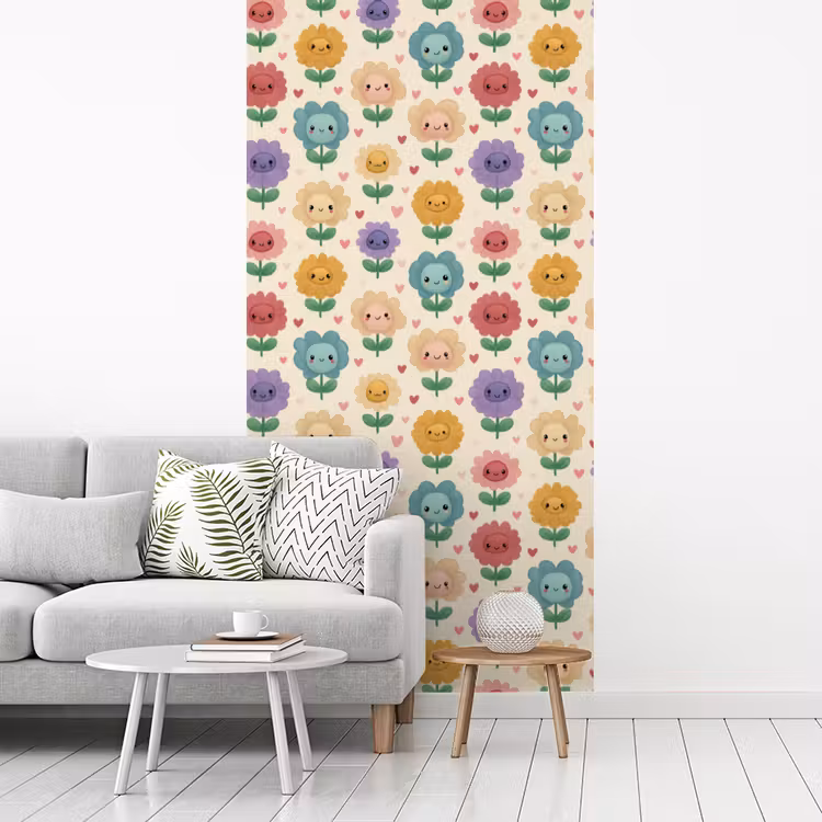 Bloemen - Hartjes - Kleurrijk fotobehang vinyl groot 64 -woonkamer