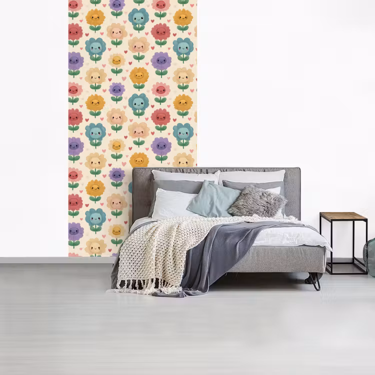 Bloemen - Hartjes - Kleurrijk fotobehang vinyl groot 64 -slaapkamer