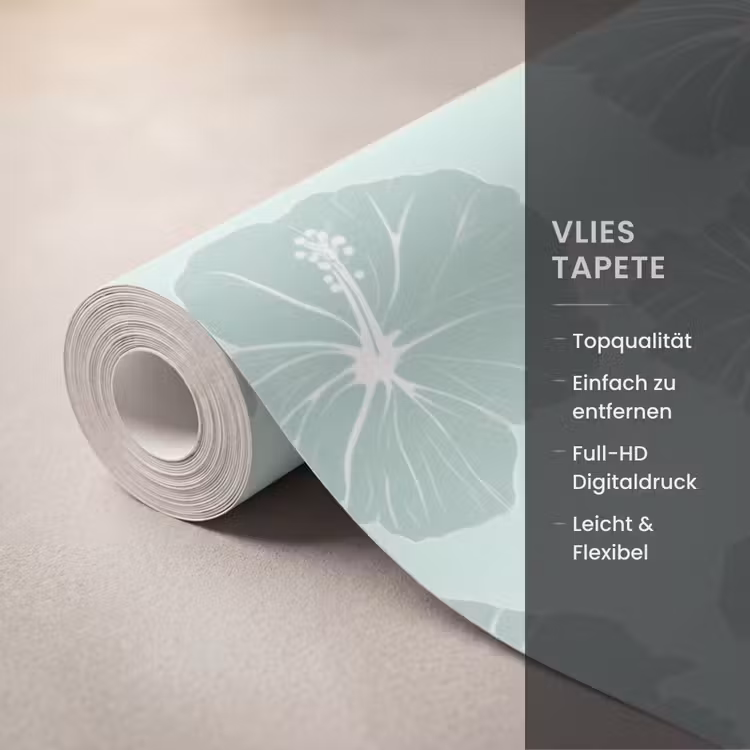 Bloemen - Hibiscus - Mint Behang Vlies klein 1076 -USP_closeupDE