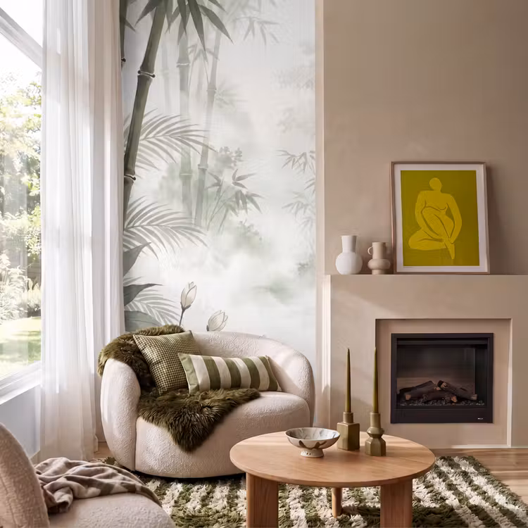 Bloemen - Knop - Tuin - Illustratie - Wit Behang Vlies klein -sfeer2